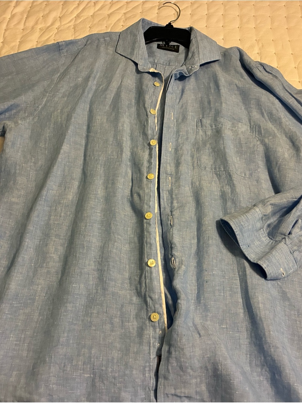 Mine Sky Blue Linen Button-Front Shirt Jacket